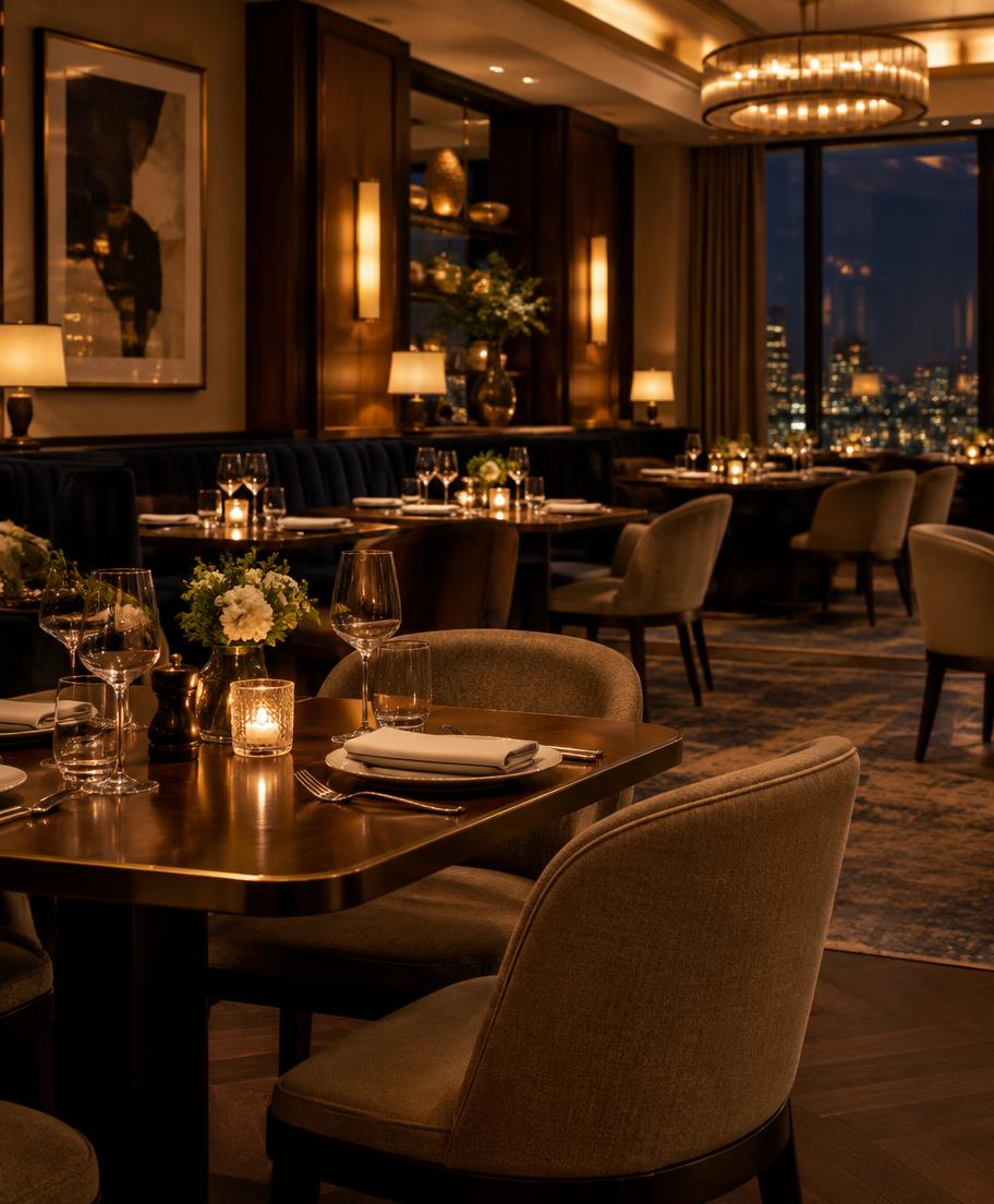 Hotel restaurant in the evening
